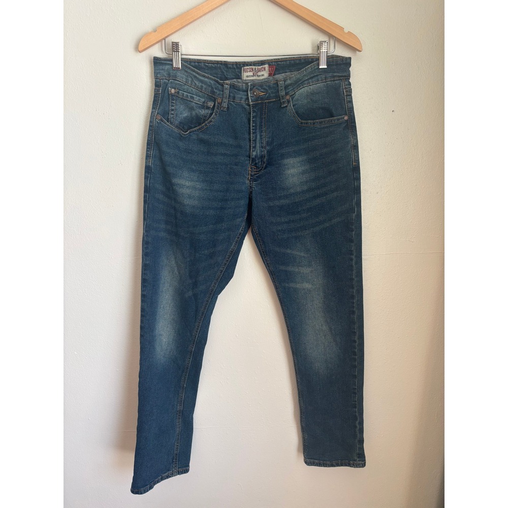 Hudson & Barrow NYC Mens Slim Stretch Blue Denim Jeans Size‎ 32x30
